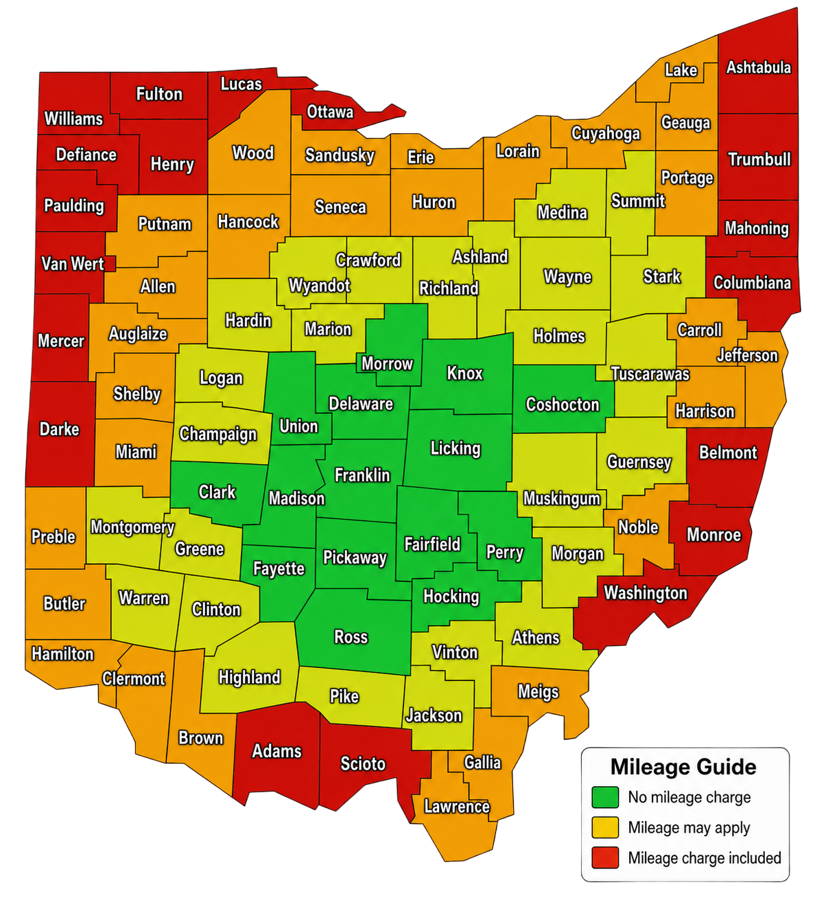 Map of Ohio service coverage
