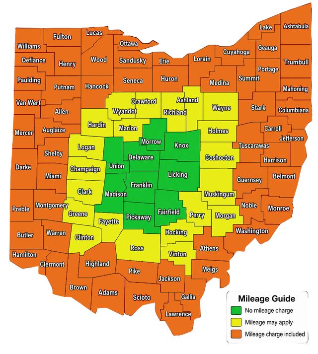 Map of Ohio service coverage
